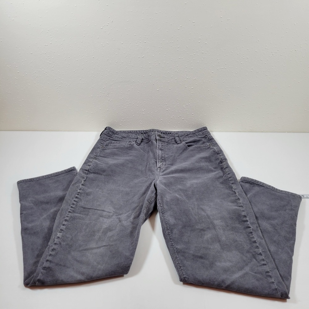 American Eagle Mom Straight Jean Womens‎ 12 Long Grey Excellent Stretch Corduroy